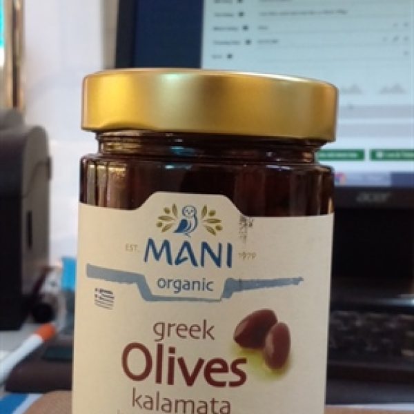 Trái Olive kalamata nguyên hạt ngâm dầu hữu cơ Mani 280gr